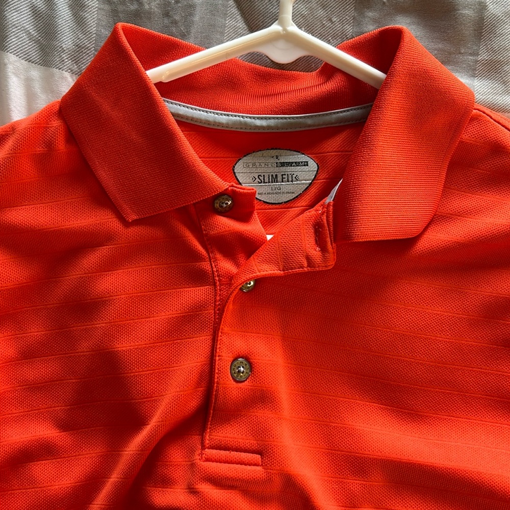 Grand Slam Slim Fit Men’s Short Sleeve Golf Polo Large Orange